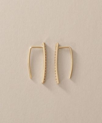 ◇K10ダイヤモンド カーブライン フックピアス