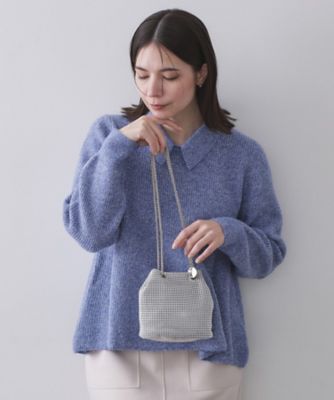 ＜OPAQUE.CLIP (Women)＞ラインストーン調シャイニー巾着ミニショルダーバッグ【２ＷＡＹ】（２００２５７５１４５）