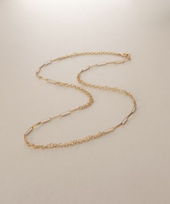 ＜COCOSHNIK (Women)＞Ｋ１８リボンケーブル×ラウンドチェーン　ネックレス（２００２５７５１６６）