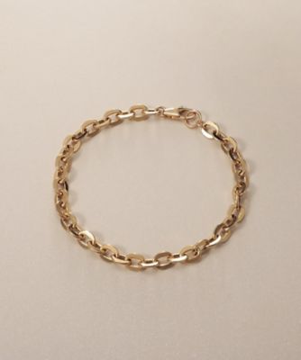 K18中空フラットアズキチェーン ブレスレットL