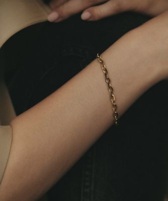 K18中空フラットアズキチェーン ブレスレットL