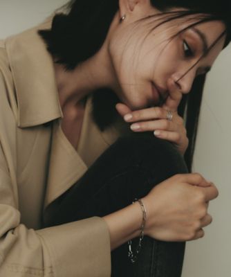 プラチナ 中空プリムケーブルチェーンXL（20cm） ブレスレット