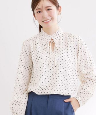 ＜Reflect (Women)＞【セットアップ可】ドット柄ワッシャーブラウス（２００２５７６７３２）