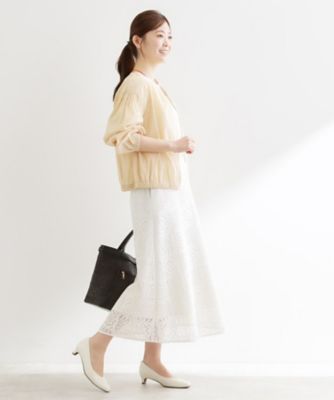 美品 エンフォルド ENFOLD シアーツイルシースルーブルゾン ボリューム ENFOLD(エンフォルド)｜SHEER CARDIGAN/ライトグリーン の通販