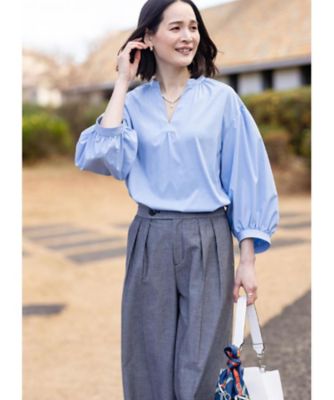 極美品✨ ドゥロワー パフショートスリーブ ブラウス オーバーサイズ ネイビー LOULOU WILLOUGHBY】バルーンスリーブシャツブラウス