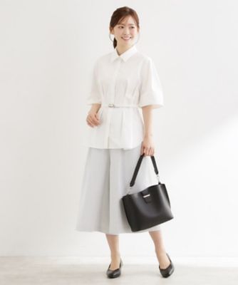 machattボリュームスリーブシャツ【WHT】 MACHATT マチャット 同型 スタンドカラー シャツ ボリュームスリーブ
