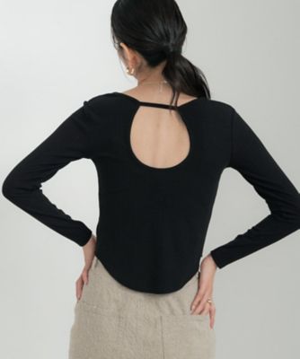 バックオープンリブ長袖Tシャツ（2002576753） | GALLEST