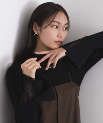 OPAQUE.CLIP (Women)/オペークドットクリップ レースフレアハイネックリブニット(2002576829) クロ019 トップス【三越伊勢丹/公式】