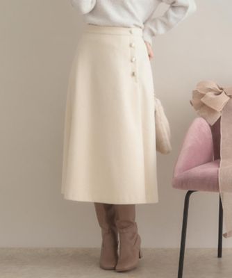 ＜COUTURE BROOCH (Women)＞【通勤／金ボタン】フェイクウール　ポンチスカート（２００２５７７１０９）