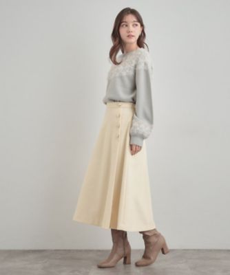 carolina herreraのポンチョ&スカート 通勤／金ボタン】フェイクウール ポンチスカート