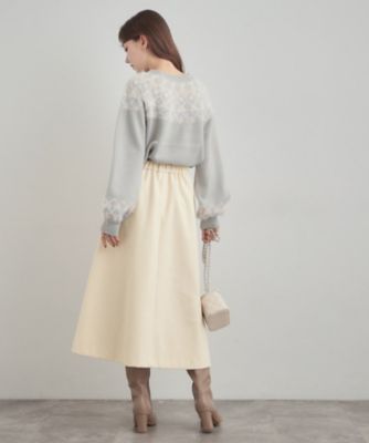 通勤／金ボタン】フェイクウール ポンチスカート