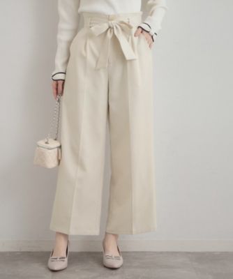 ＜COUTURE BROOCH (Women)＞【洗える・通勤】ウエストリボン　サスペンダー付きワイドパンツ（２００２５７８０６７）