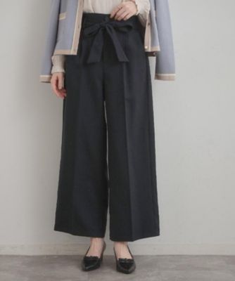 洗える・通勤】ウエストリボン サスペンダー付きワイドパンツ
