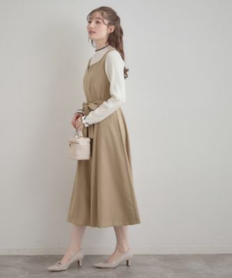 パドカレ　リヨセルポプリン　2wayVネックジャンパードレス パドカレ リヨセルポプリン 2wayVネックジャンパードレス pas de