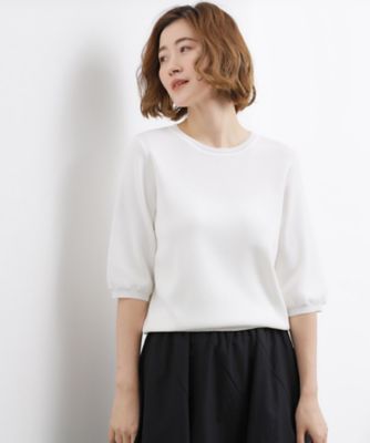 ＜GROVE (Women)＞【貴島明日香さん着用・シリーズ累計３４万枚】やわらかドライタッチ　五分袖クルーネックニット（２００２５７８１３１）