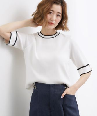 やわらかドライタッチ 袖メッシュ編みニット（2002578132