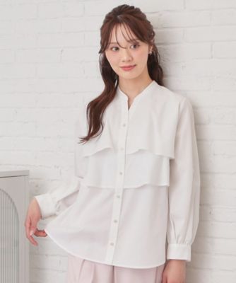 ＜index (Women)＞フリルキーネックシャツ【洗濯機ＯＫ／イージーアイロン／防シワ】《ＸＳ～ＬＬ／７ｃｏｌ》（２００２５７８１８７）