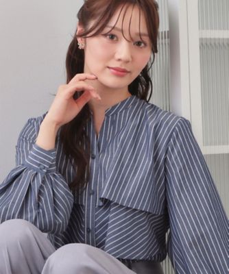 yori  キーネックフリルブラウス index（インデックス） ブラウス シャツ フリルキーネックシャツ「洗濯