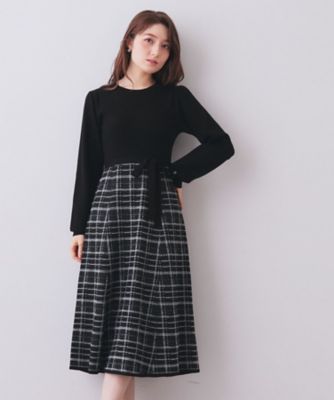 冬月2511W4 チェックラメジャカードニットワンピース（2002578414