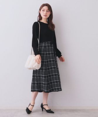 チェックラメジャカードニットワンピース（2002578414