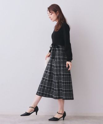 チェックラメジャカードニットワンピース（2002578414