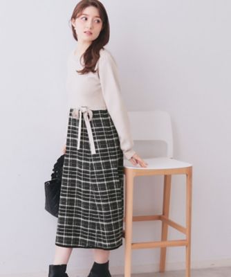 【状態良好】sweetコラボクレストブリッジ☆チェックジャカードニットワンピース BLUE LABEL CRESTBRIDGE（ブルーレーベルクレストブリッジ）の「【美人