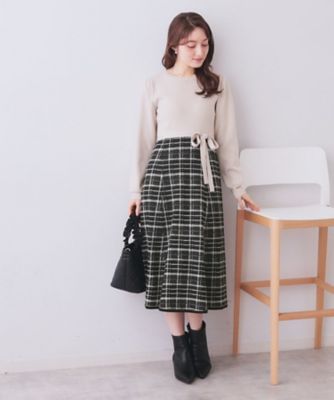 【状態良好】sweetコラボクレストブリッジ☆チェックジャカードニットワンピース BLUE LABEL CRESTBRIDGE（ブルーレーベルクレストブリッジ）の「【美人