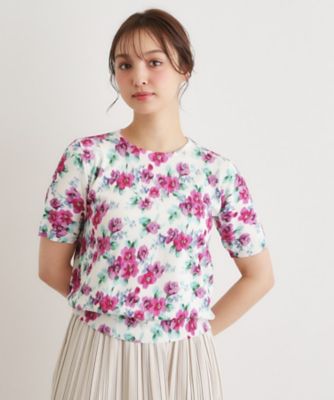 ＜LAURA ASHLEY＞【洗える／５分袖／同柄・同素材アイテムあり】フリーサム　ヘイズ柄　プリントニット（２００２５７８５２１）