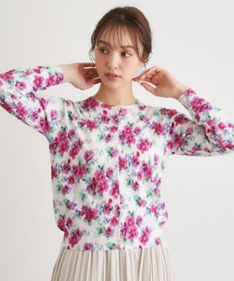 ＜LAURA ASHLEY＞【洗える／同柄・同素材アイテムあり】フリーサム　ヘイズ柄　プリントニットカーディガン（２００２５７８５２５）