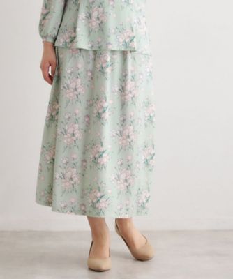 リバティ　ソープ　ロングスカート　ローラアシュレイ　check&stripe好き 洗える／ウエストゴム仕様／ジャージ素材／同柄アイテムあり】ライ柄