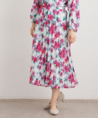 ＜LAURA ASHLEY＞【手洗い可／同柄アイテムあり】フリーサム　ヘイズ柄　プリーツスカート（２００２５７８５３３）