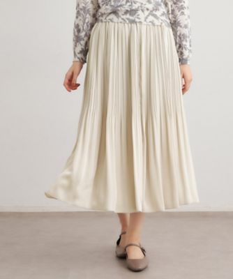 定番人気！洗える／ウエストゴム仕様】ソフトサテンプリーツスカート