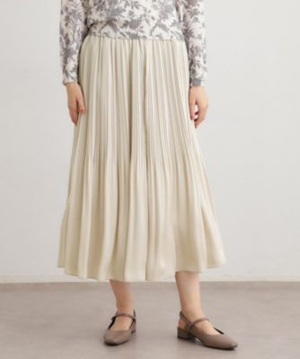 定番人気！洗える／ウエストゴム仕様】ソフトサテンプリーツスカート