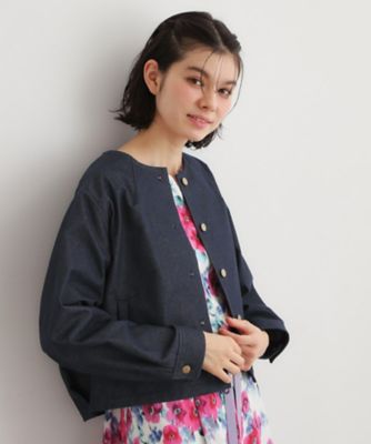 ＜LAURA ASHLEY＞【洗える】ノーカラー　デニムジャケット（２００２５７８６７０）