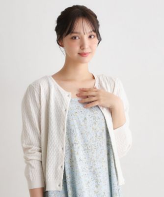 ＜LAURA ASHLEY＞【７分袖／洗える】アイレット入りカーディガン（２００２５７８６８７）