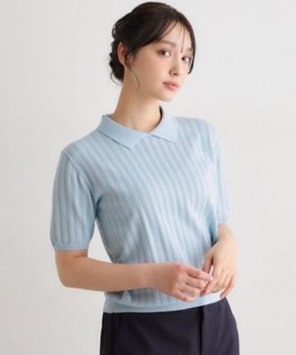 洗える／アイレット入り】衿付きプルオーバーニット