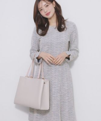 ミックスツィードフレアワンピース【洗える／イージーアイロン