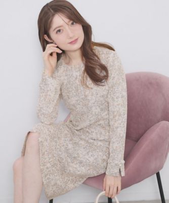 ミックスツィードフレアワンピース【洗える／イージーアイロン