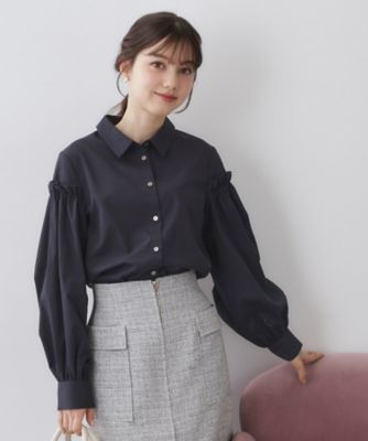 【希少】【美品】【張り感】アドーア　バックボタン　ボリュームスリーブ　ブラウス andme（アンドミー） ブラウス シャツ シアーチェックボリューム