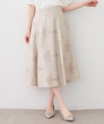 ＜index (Women)＞フラワーカットジャカードタックフレアスカート【洗濯機ＯＫ／イージーアイロン】（２００２５７８７１９）