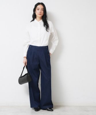 洗える】フリルネックブラウス（2002579404） | Dessin