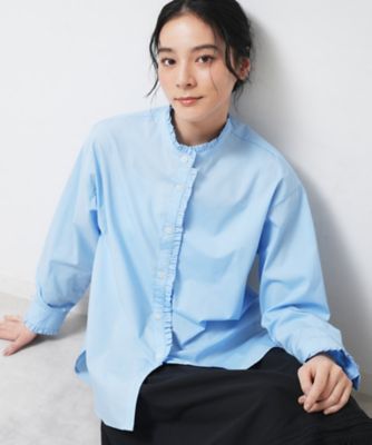 洗える】フリルネックブラウス（2002579404） | Dessin