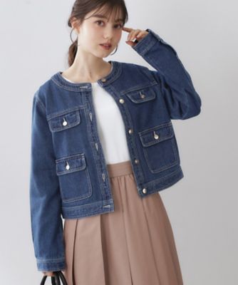＜index (Women)＞ミニマルノーカラーデニムジャケット【洗濯機ＯＫ】（２００２５８００２５）