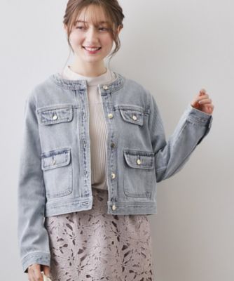 ミニマルノーカラーデニムジャケット【洗濯機OK