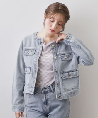 ミニマルノーカラーデニムジャケット【洗濯機OK