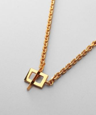 シルバー カットケーブルチェーン レクタングルマンテルネックレス