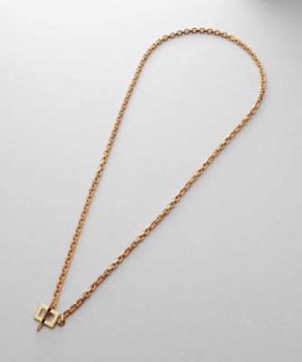 シルバー カットケーブルチェーン レクタングルマンテルネックレス
