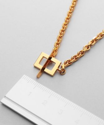 シルバー カットケーブルチェーン レクタングルマンテルネックレス