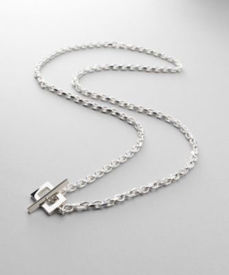 ＜COCOHNIK ONKITSCH (Women)＞シルバー　カットケーブルチェーン　レクタングルマンテルネックレス（５５ｃｍ）（２００２５８０１１０）