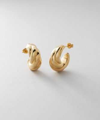 ＜COCOHNIK ONKITSCH (Women)＞シルバー　ホロウフープ　クロワッサンピアス　ＧＰ（２００２５８０１２７）